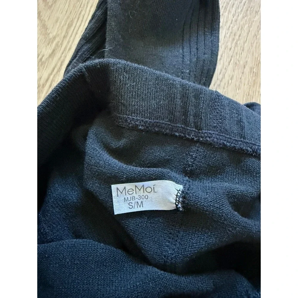 MeMoi Black Ribbed Knit Footed Tights MJB-300 Size S/M